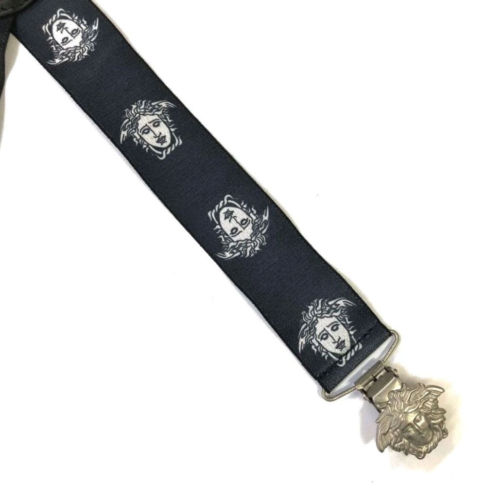 Versace Medusa Black Suspenders with Silver Accents & Medalion - Picture 4 of 11